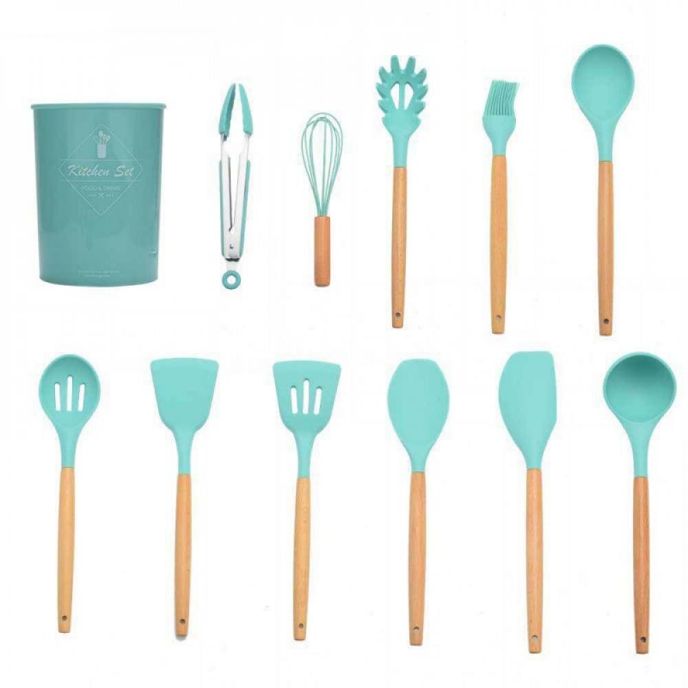 11Pcs Silicone Kitchen Cooking Utensils Set Baking Tools Non-Stick Spatula spoon 11Pcs Silicone Kitchen Cooking Utensils Set Baking Tools Non-Stick Spatula spoon